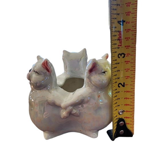 Three Little Pigs Ashtray Japanese Opalescent Pottery - Picture 5 of 6